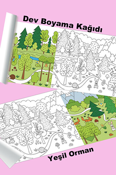 metafortoys Yeşil Orman Dev Boyama Kağıdı 2.5 metre x 62 cm Kağıt Aktivite Ru...