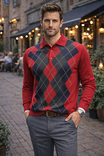 Ateş Triko Men's Polo Collar Sweater – Regular Fit