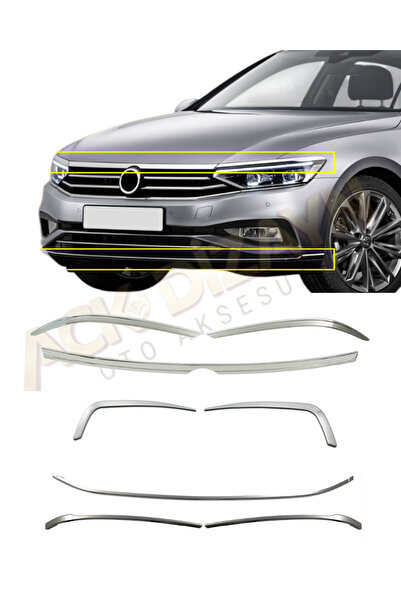 ACK Dizayn VW PASSAT B8,5 2019+ 3'LÜ ÖN KROM SETİ (SİS ÇERÇEVE-ÖN TAMPON ÇITA...