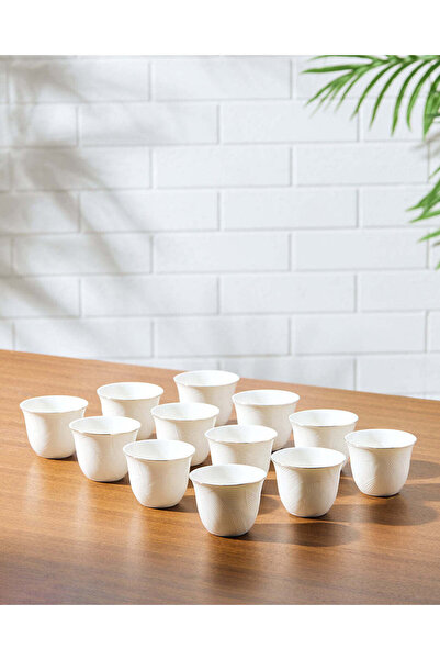 REDTAG White Qahwa Cup Set with Gold Rim (12 Piece)
