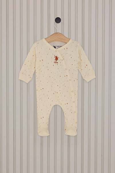 U.S. Polo Assn. Us polo baby girl booties jumpsuit - cream