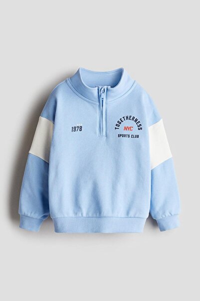zeyderkids Erkek Çocuk Yarım Fermuarlı Dik Yaka Sweatshirt
