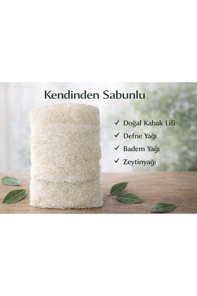 Lavandula Kendinden sabunlu Doğal Kabak lifi (Defne yağı - Zeytinyağı ve bade...