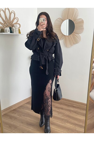 Nihanello Butik Dantel detaylı triko etek