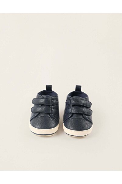 Ziddy أحذية للأطفال حديثي الولادة مزينة بفرو صناعي، لون أزرق داكن