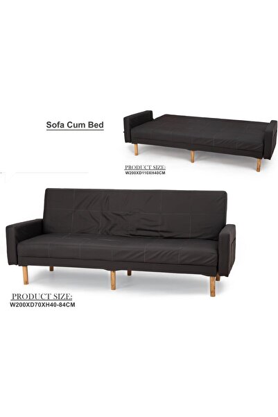 Afifa Furniture Black Sofa Cum Bed – Sofa Bed 3 Seater