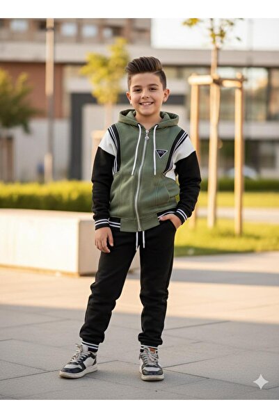 Yağmur Giyim طقم بدلة رياضية للأولاد من بريتي 3 بخيوط مزدوجة وقلنسوة، مناسب ل...