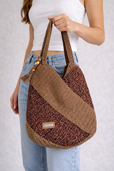 Mikro Çanta Tasarım Hasır Kagıt İp Kadın Çanta-Plaj Kadın Çanta Hand Made -El...