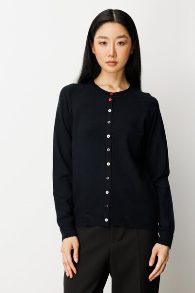 ON Cardigan cu gâtul în formă de O cu nasturi colorați