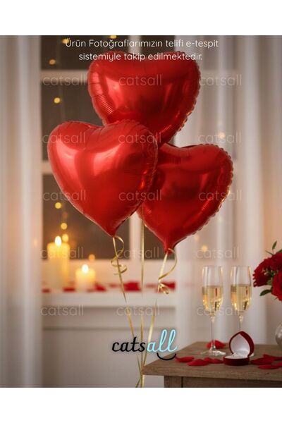 catsall 3 Pieces Red Heart Foil Balloon 18 Inches 45 cm