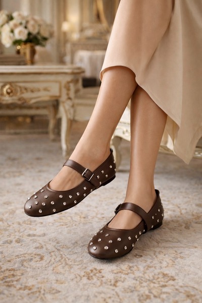 Giydim Gidiyor Коричневі балетки Lily