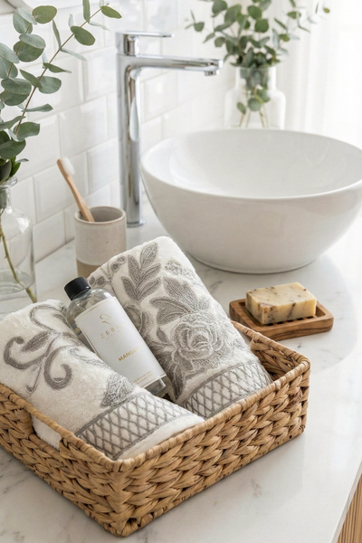 ZEBRACASA Flora Kokulu Havlu Seti / Gri