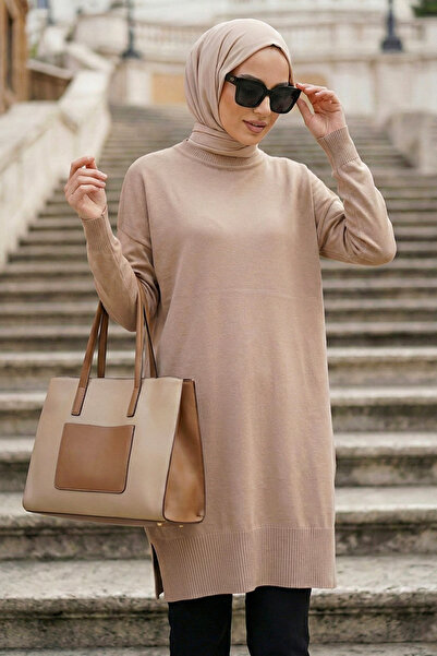 N.S NEVA STYLE Biscuit Hijab Knitwear Sweater 10901Bs