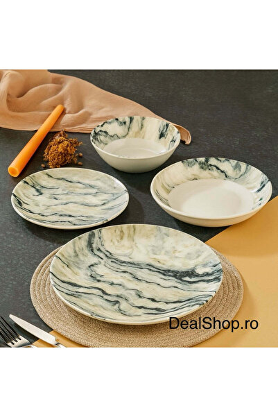 dealshopromania Marble Porcelain Dinner Set 48 Pieces for 12 People Luxury De...