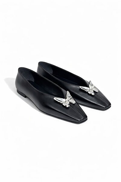 Giydim Gidiyor Балетки "Срібний метелик" чорного кольору