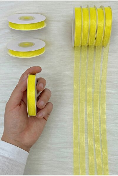 ZEYMERADE Органза Тюль Стрічка Жовта 1 см 22 м, Наречена, Подарунок, Упаковка...