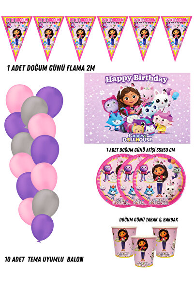 HAPPYLOOPPARTY Gabby Dallhouse Gabby'in Hayal Evi 8 Kişilik Doğum Günü Parti ...