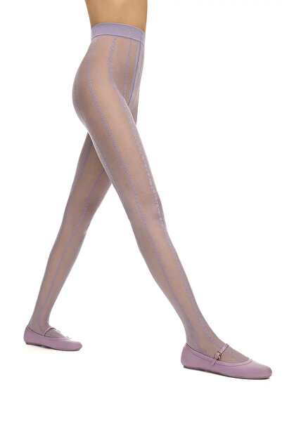 Penti Γυναικείο καλσόν με ριγέ σχέδιο σε λιλά απόχρωση