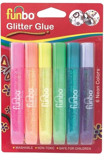Funbo Glitter Glue Tube 6 Neon Colors x 12.5gms