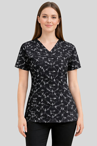 Simirna Üniforma Desenli Medikal Scrubs Doktor Hemşire Üniforması Üst-Yüksek ...