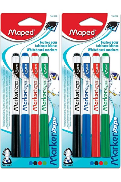 Maped Helix USA Marker'Peps Dry Erase Markers, Pack of 4, Black/Blue/Red/Green