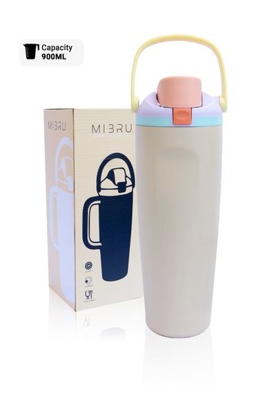 MIBRU MI3RU 900ml Vacuum Insulated Tumbler with Handle – Stainless Steel Ther...