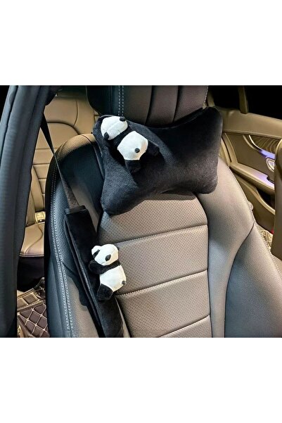 merdümek Sweet Panda araç boyun yastığı ve emniyet kemeri kılıfı ikili set