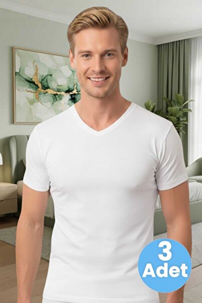 Uniquetrenders Men's Combed Cotton Lycra 3-Piece V-Neck Undershirt