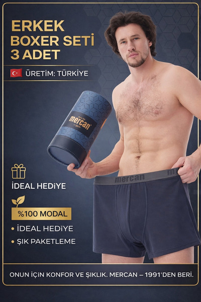 Mercan 3-Pack Anthracite Modal Boxers