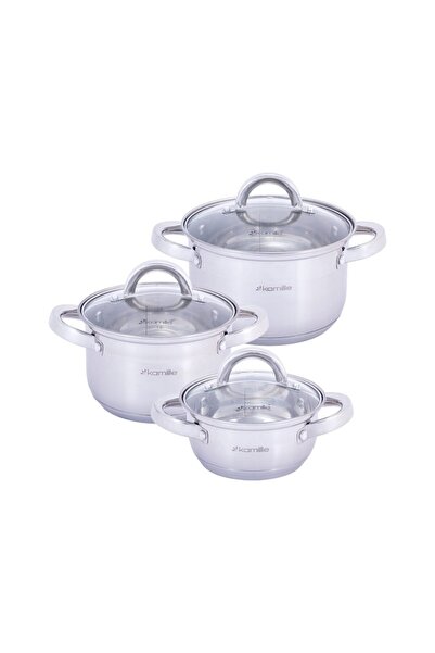 Kamille Set of 3 Pots and Saucepans Kamille, Stainless Steel, 1L/2.1L/2.9L, S...