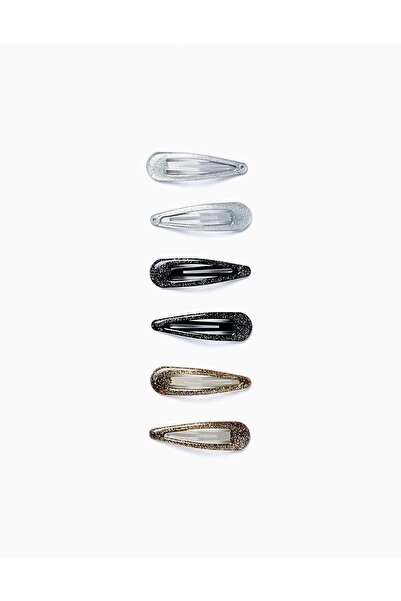 Ziddy Pack of 6 Bright Hair Clips for Babies and Girls, Black/Gold/Silver