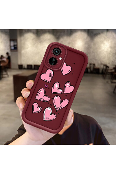 Hontinga Silicone Material Anti-Knock Phone Case Heart Pattern Compatible wit...