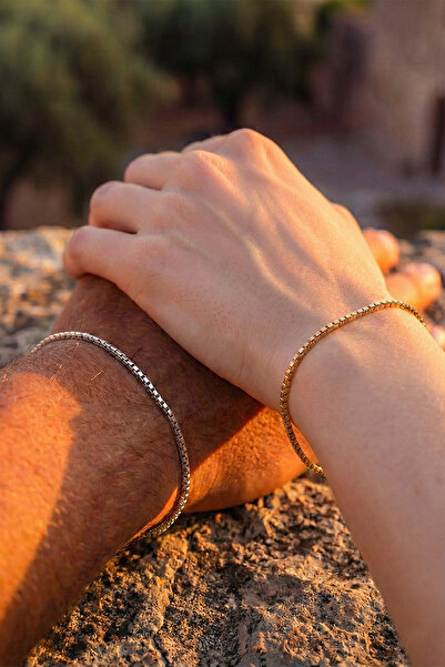 ByFlorya Jewelry Steel Box Square Double Bracelet 1mm Thin Box Cuban Chain Lo...