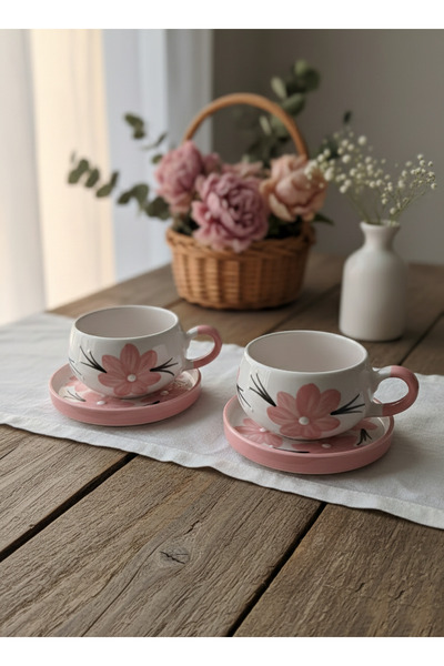 RGS HOMELİFE 2'li El Yapımı Seramik Kupa Seti, Seramik Kahve, Espresso ve Çay...