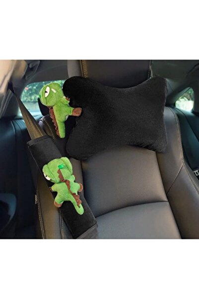 merdümek Dino araç boyun yastığı ve emniyet kemeri kılıfı ikili set
