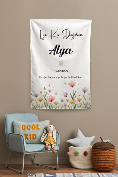 Vagonik Kişiye Özel Safari Temalı Doğum Günü Happy Birthday Duvar Örtüsü Duva...