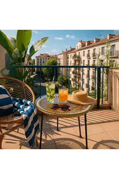 OEM Metal Auxiliary Table with Rattan & Glass Surface