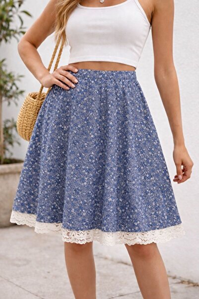 Gönülden Tasarım Fusta cu flori festonate, mărimea 40