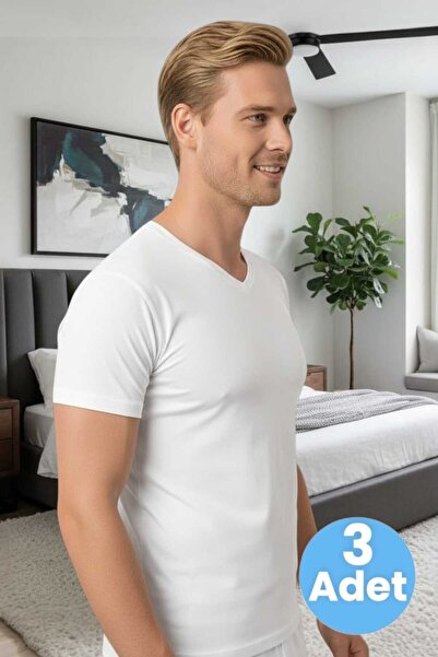 Tezzgelsin Мъжка тениска с V-образно деколте от ликра, 3 броя в пакет