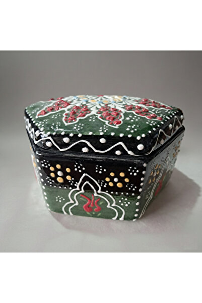 RGS HOMELİFE Handmade Embossed Patterned Ceramic Jewelry & Storage Box, Tile ...
