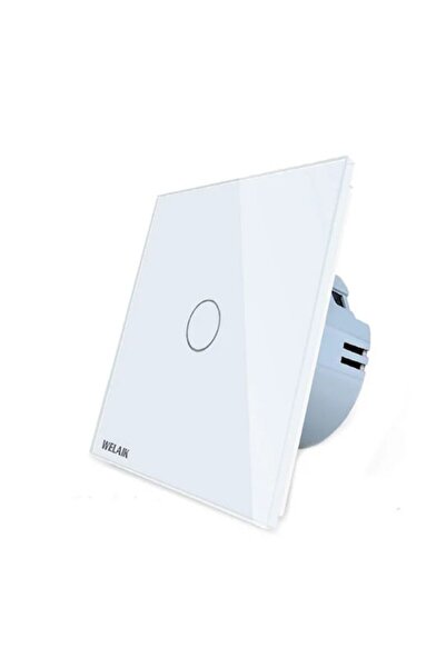DAMUR Comutator tactil simplu cu panou de sticlă Welaik, alb