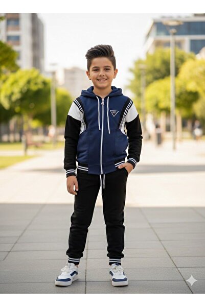 Yağmur Giyim طقم بدلة رياضية للأولاد من بريتي 3 بخيوط مزدوجة وقلنسوة، مناسب ل...