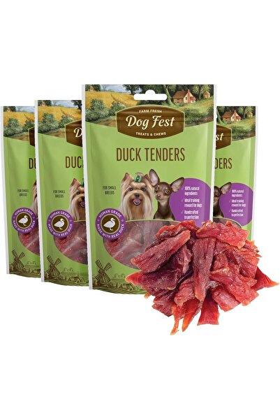 Dog Fest قطع بط طرية (عبوة من 4 قطع) - مكافآت لحم مجفف للكلاب - مصنوعة من بط ...