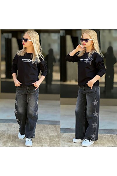 Bisahane Κοριτσίστικο Σετ Τζιν με Λαμπερά Αστέρια και Πέτρες