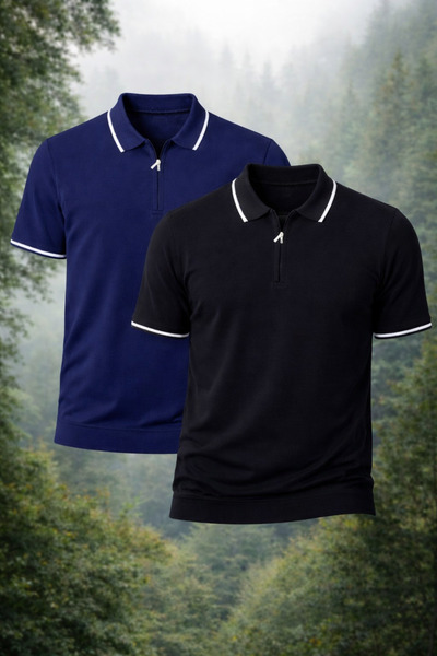 BELLİSİMO مجموعة من قطعتين من تيشيرتات البولوياكا التريكو للرجال، تيشيرتات قط...