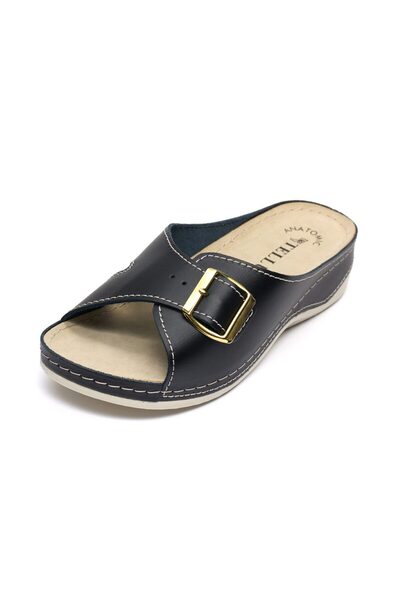 Tellus Women's Leather Black Sandals 25-01