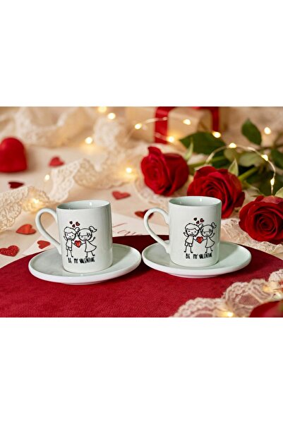 KÜTAHYA HOME 14 February Special Bizbir Valentine 2-Person Porcelain Cup Set ...