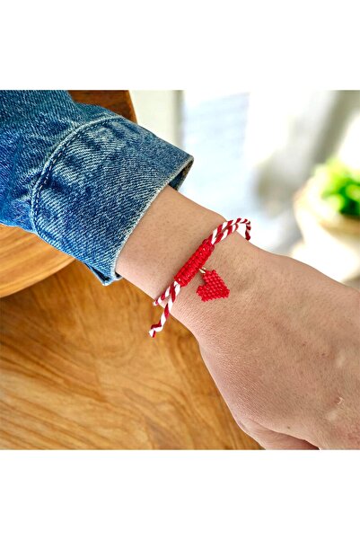 Atelier Çağla Red Miyuki Heart Marteniçka Red and White Bracelet