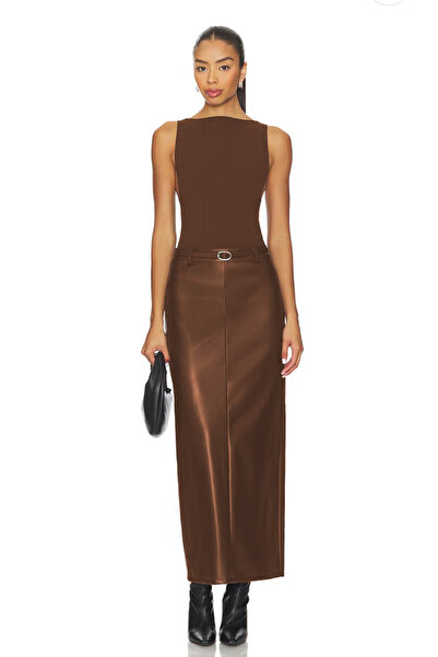 AFR CLOTHES Women's High Quality Faux Leather Maxi Skirt