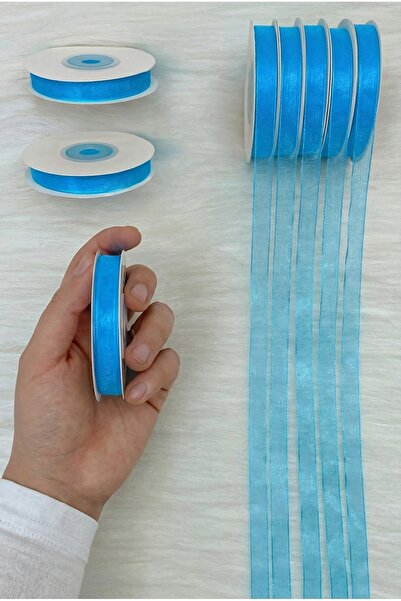 ZEYMERADE Organza Tulle Ribbon Sunnet Blue 1 cm 22 Mt, Bundle, Engagement, Do...